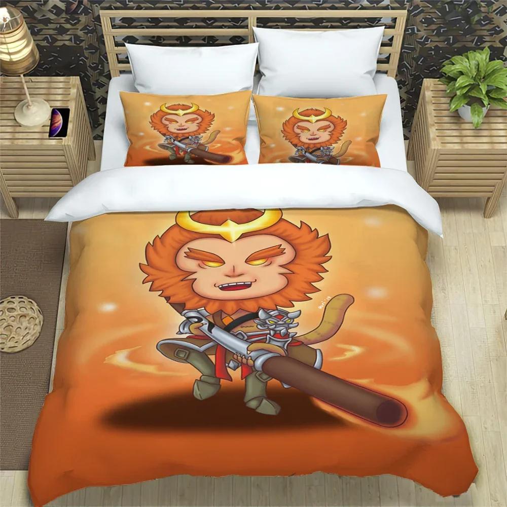 Sun WuKong Monkey King Print Three Piece Bedding Set Fashion Article Children or Adults for Beds Quilt Covers Pillowcases Gift