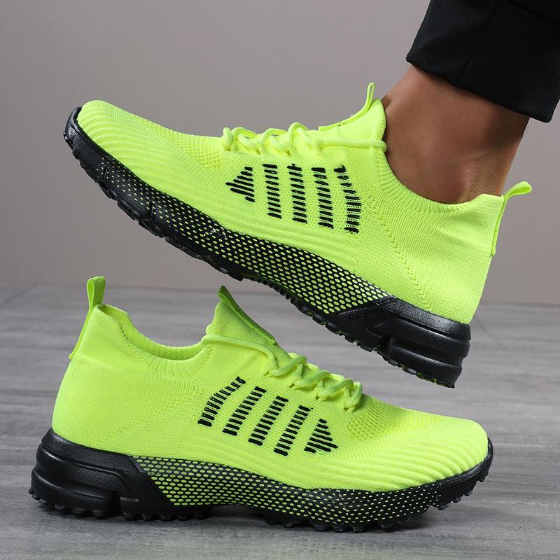 

Large size trendy men s sneakers outdoor off-road running shoes breathable and lightweight fly-woven marathon running shoes men s shoes 39 зелений