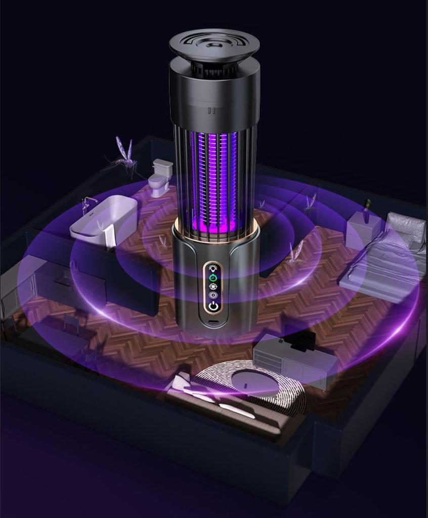 Rechargeable LED Mosquito Killer Lamp - USB Powered Insect Repeller with Electric Shock Technology