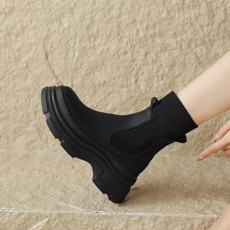 Shoes for Women 2025 New Autumn Versatile Large Size Women's Boots Casual High Quality Round Toe Sponge Bottom Fashion Boots