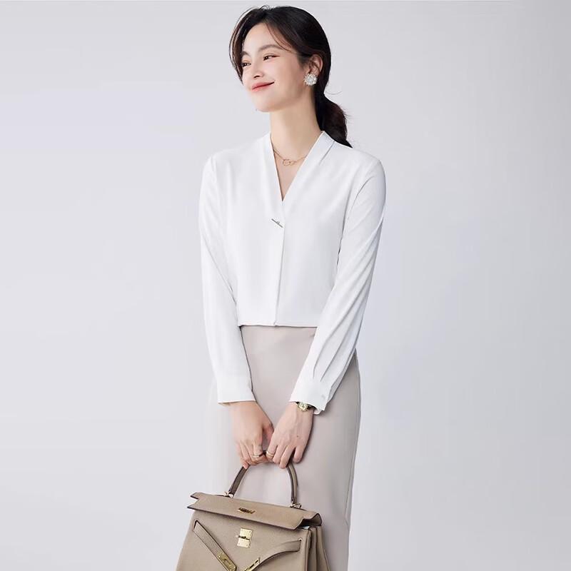 ROMON Women s Solid Loose Fit Long Sleeve Shirt L