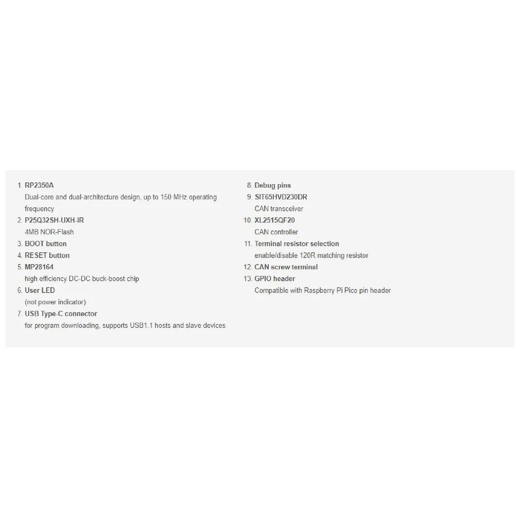 Raspberry Pi Pico 2 RP2350 CAN Onboard XL2515 CAN-Controller RP2350A Waveshare RP2350-CAN