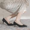 French Retro Diamond Buckle Single Shoes Women's 2025 Early Spring New Suede Special-shaped Heel Fashionable and Elegant Shallow High Heels