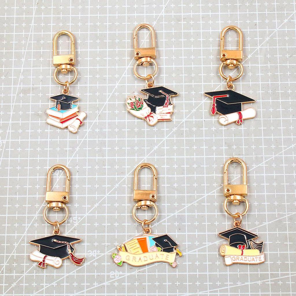 European & American Cross-Border Alloy Jewelry: Graduate's Hat & Flower Pendant Charm