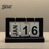 Desktop Calendar with Ornament Decor Metal Perpetual Solid Wood Iron Ring Rust-Resistant Wooden Rust-resistant