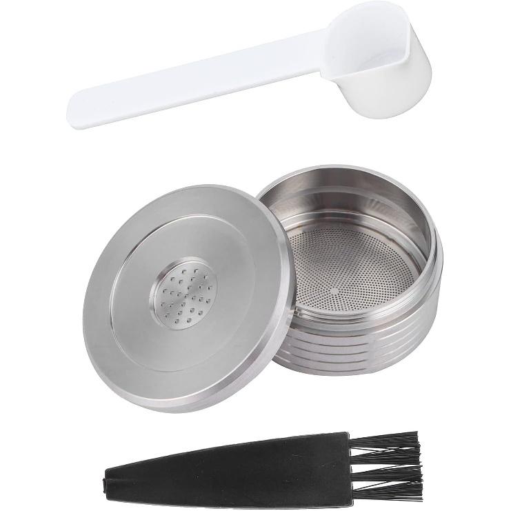 Reusable Coffee Capsules, Stainless Steel Delta Q Espresso Pods Foil Lids For Delta Q Coffee Pods Coffee Pod With Spoon Brush Fit For Q Ndiq7323