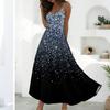 Women’s Sleeveless V Neck Maxi Dress Summer Geometric Floral Print Loose Fit Long Dress with Adjustable Straps