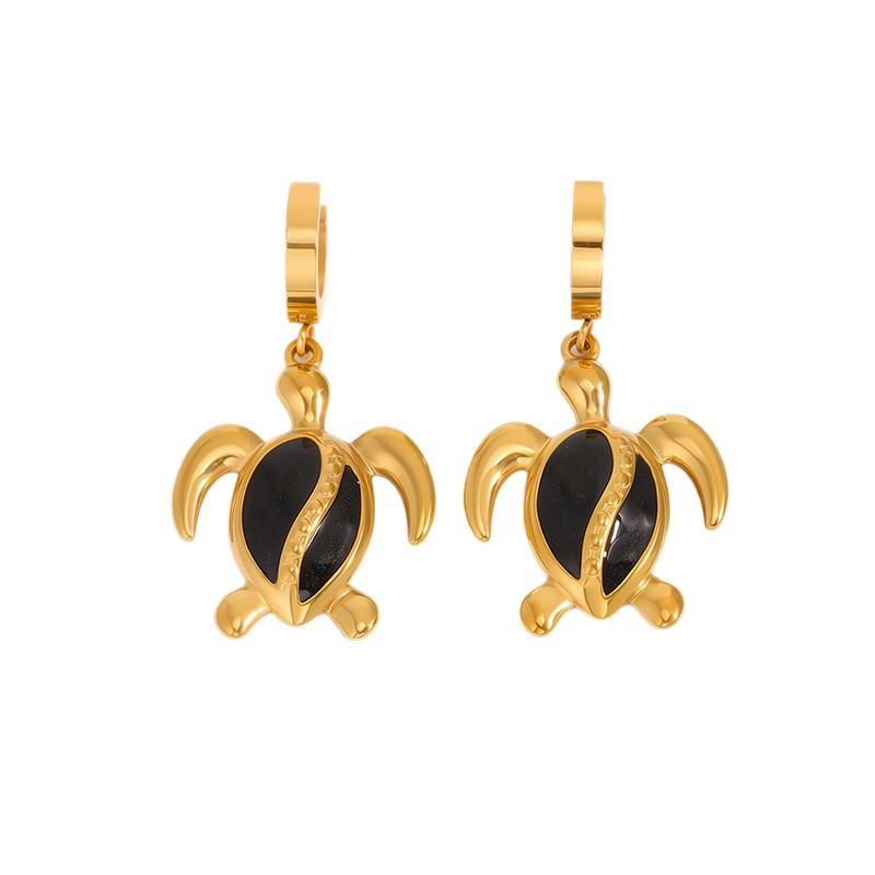 Titanium and Steel Earrings, Fashionable Ocean-themed Turtle Drooling Earrings, Cute Turtle Earrings with An Elegant Touch for Ladies.