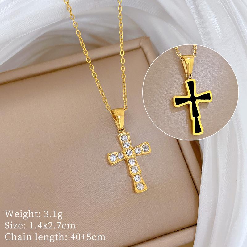 Cross Pendant Necklace for Women 2025 New Fashion Stainless Steel Jewelry Wedding Party Accessories