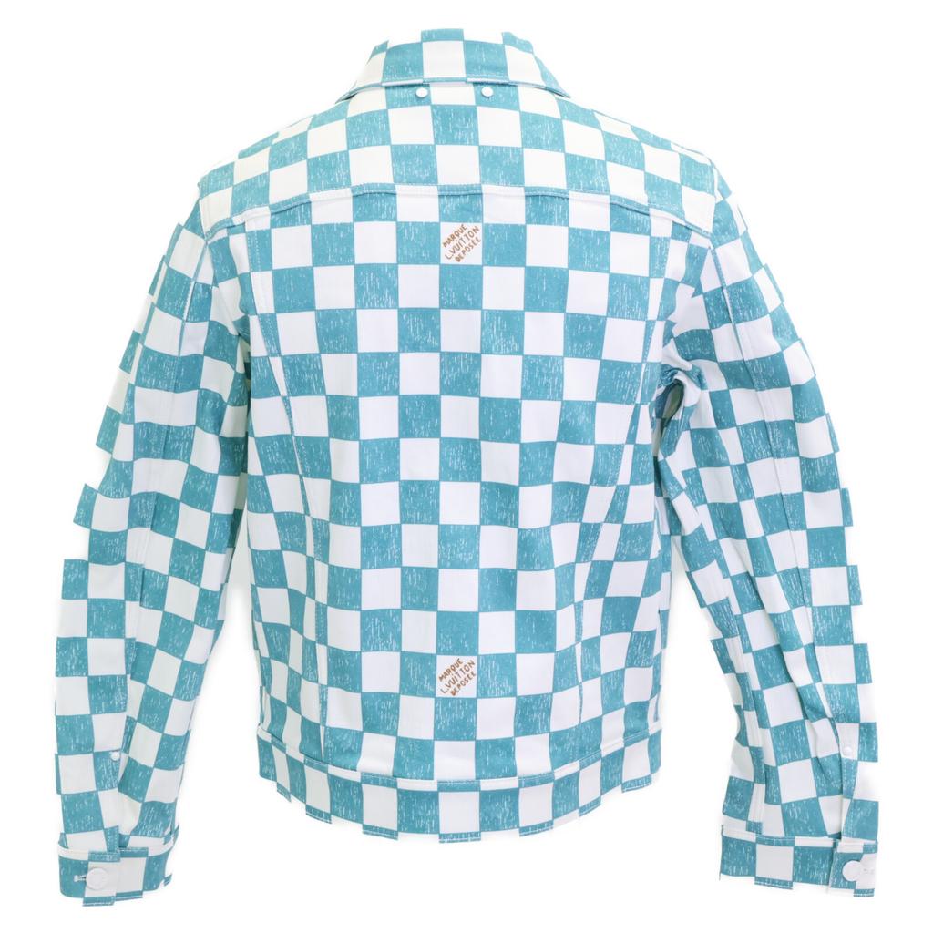 LOUIS VUITTON [Excellent Condition/Domestically Authorized] RM2129 IM3 HLA20W Damier Denim Trucker Jacket 44 White / greenUsed