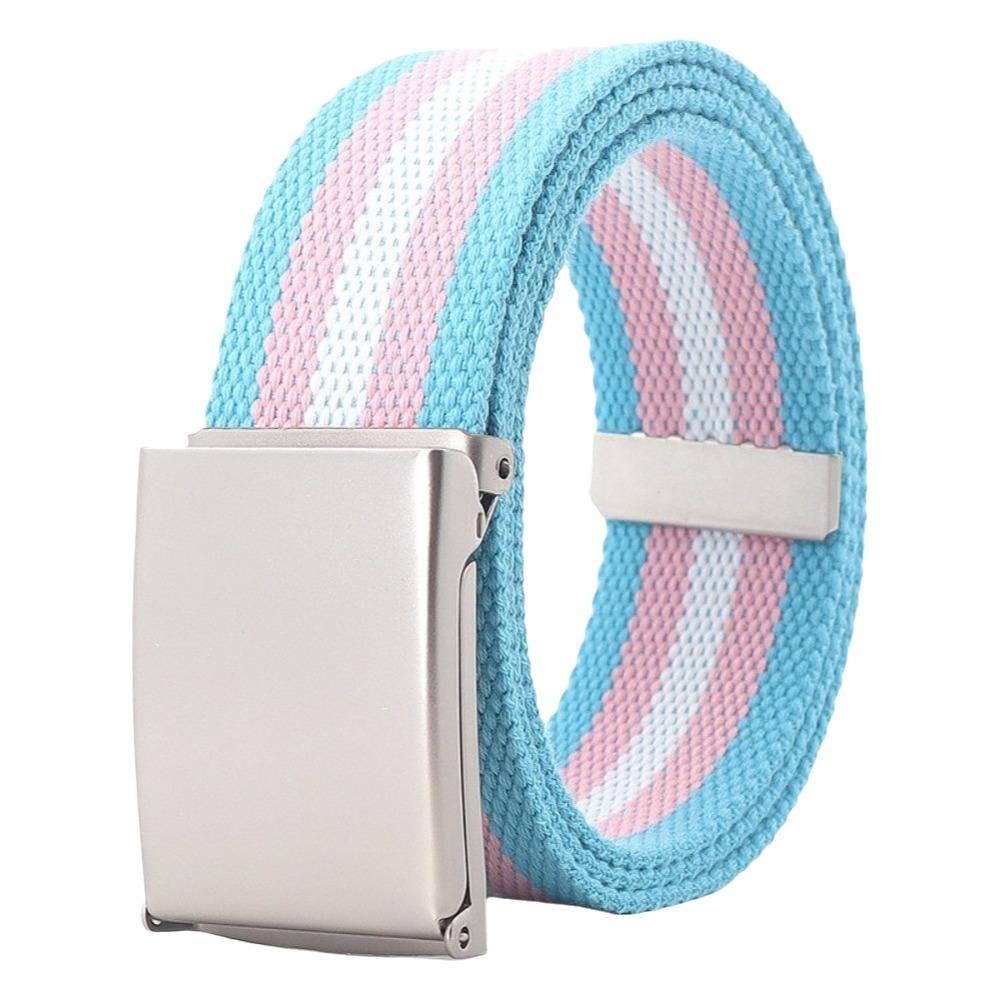 Stripe Canvas Waist Belt Metal Buckle Nylon Belt Fashion Men's Business Belt  Male