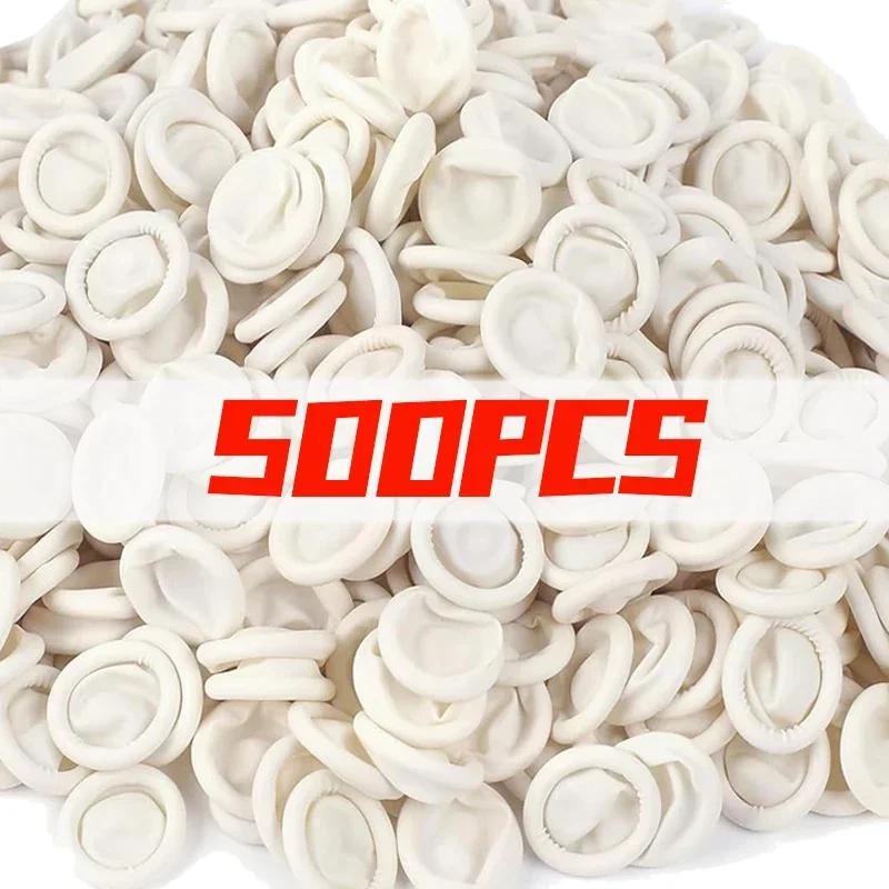 100/300PCS White Disposable Latex Finger Covers Non-slip Anti-static Finger Cots Fingertip Protector Thumb Sleeve Nail Art Tools