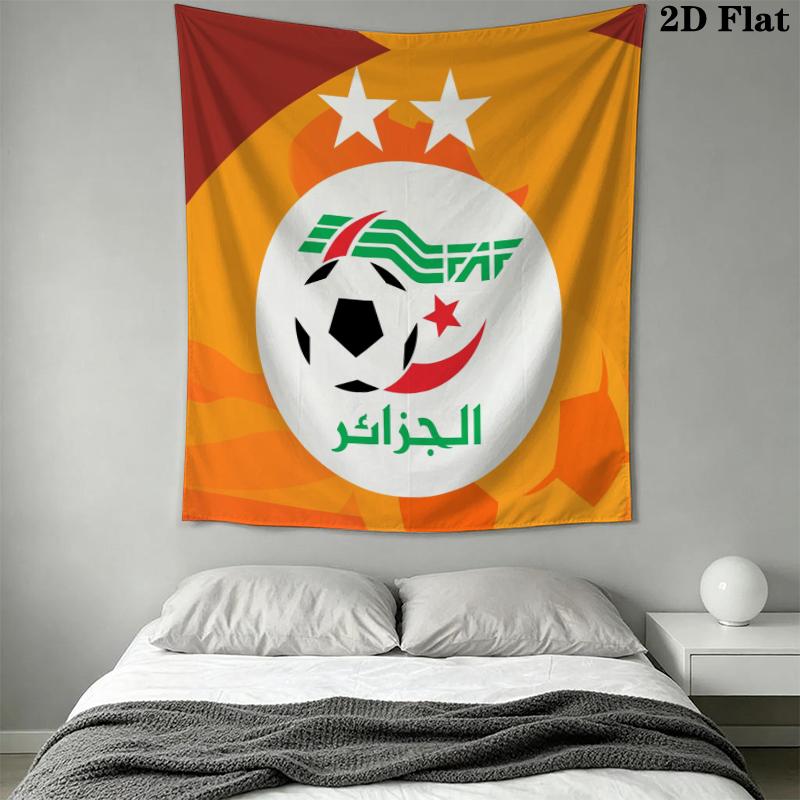 Algerian Football Wall Tapestry Aesthetic Wall Hanging Printed Fabric Blanket Decorative Tapestries for Bedroom Living Room Home Decor