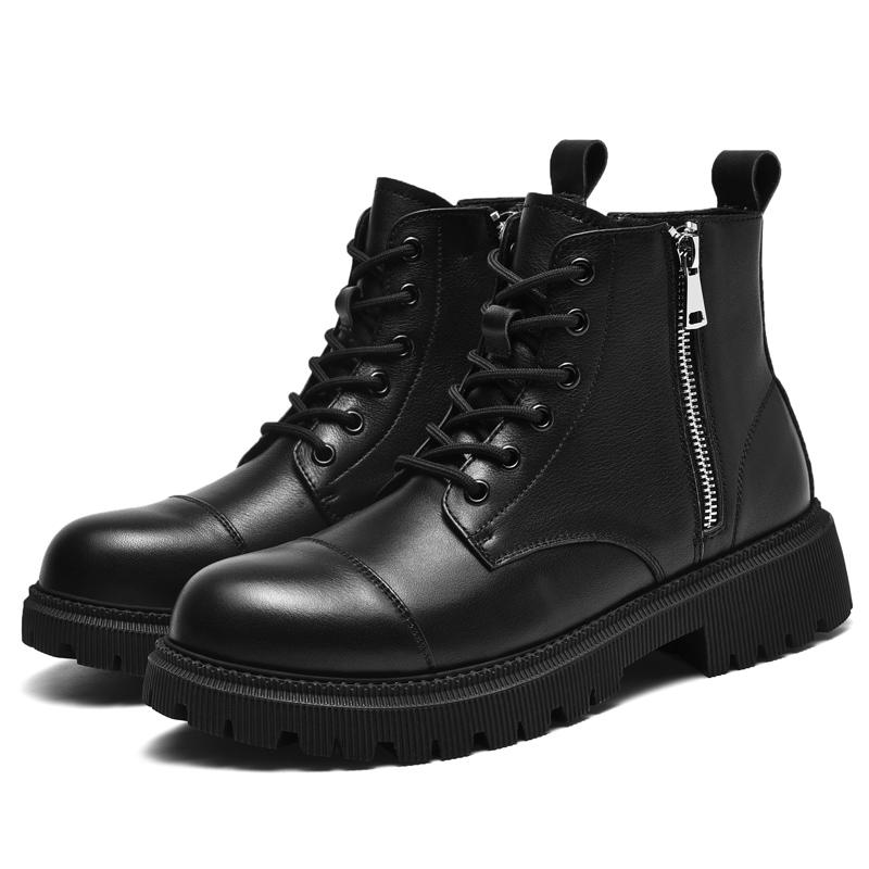 

Мужские ботинки Desert из натуральной кожи с боковой молнией, высокие ботинки 2024 года, брендовые низкие мотоциклетные ботинки класса люкс 38 чёрный