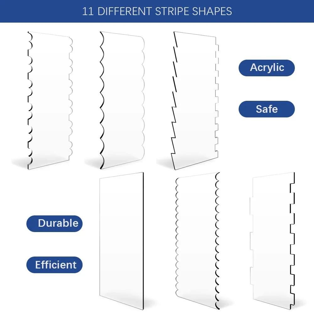 2pcs/Set Acrylic Cake Scraper Set Decorating Contour Stripe Cake Comb Saw Tooth Smoother Buttercream Frosting Scraper Cake Tools