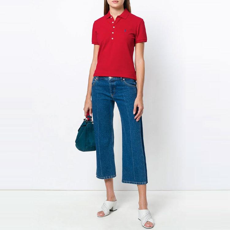 Polo Ralph Lauren Embroidered Solid Color Short Sleeve Polo Shirt Women tops 211505654-113