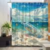 Ocean Animal Theme Shower Curtain - Vivid Sea Landscape & Fish Pattern, Polyester Bathroom Decor, 12 Hooks