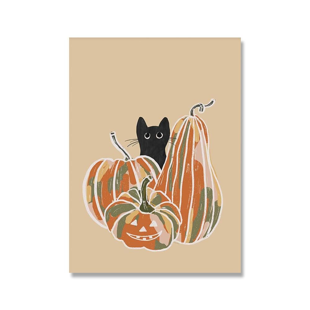 Halloween Skeleton Pumpkin Black Cat Wall Art Canvas Painting Nordic Posters And Prints Wall Pictures For Home Living Room Decor