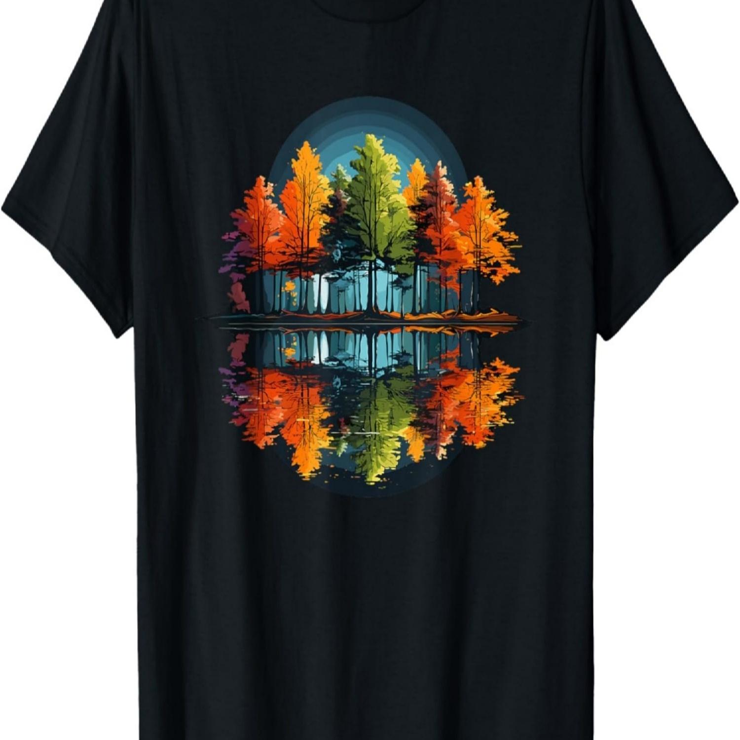 Nature Reflection Forest Trees Outdoor Wildlife T-Shirt(11) S чёрный