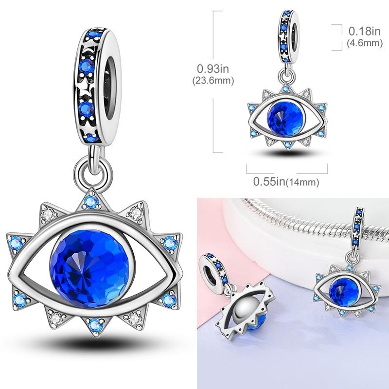 Copper Sapphire Charms Beads Blue Stone Dangle Cute Pet Hold Blue Heart Pendants Original Accessories Bracelets Jewelry Gift