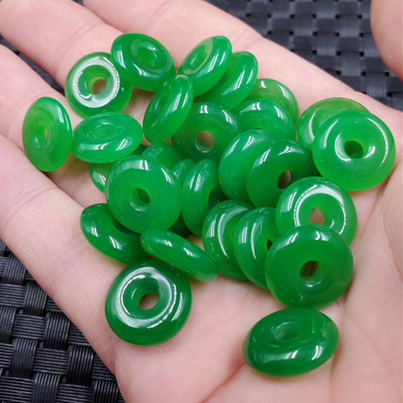 Taiwan Jadeite and Emerald Quartzite Jade Buckle Pendant Necklace or Earring Diameter 15mm
