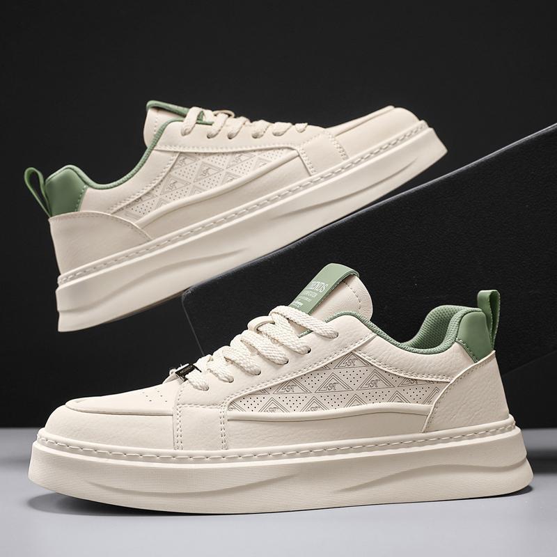 New Breathable Punching Men's Shoes Trendy Versatile Comfortable Platform White Shoes Light Sports and Leisure Advanced Trendy Men's Shoes