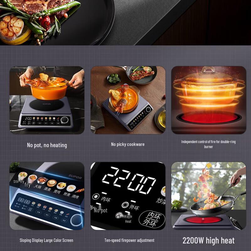 SUPOR Dual-Ring Induction & Ceramic Cooktop CN Plug (adapter Included)