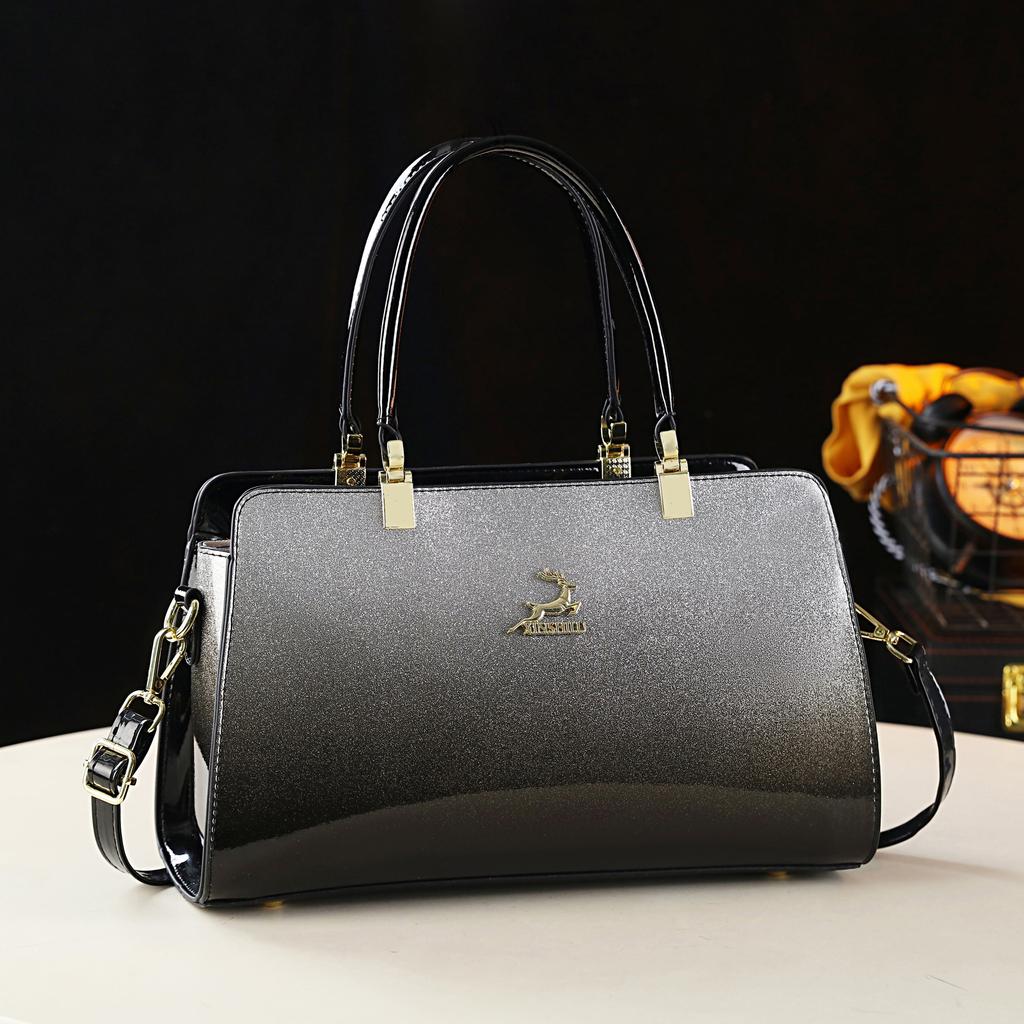 2026 Neue Lackleder Glänzend Damen Handtasche Modisch Echtes Leder Struktur Große Kapazität Einzelne Schulter Crossbody Tasche Muttertasche
