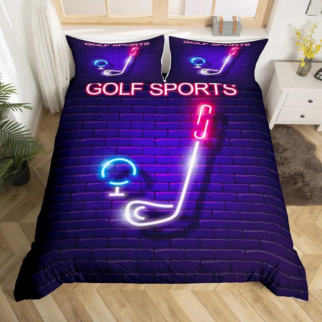 Golf Print Duvet Cover Set Black Camo Bedding Set Camouflage Comforter Cover Sports Themed BeddingGolf Balls Gaming Quilt Cover