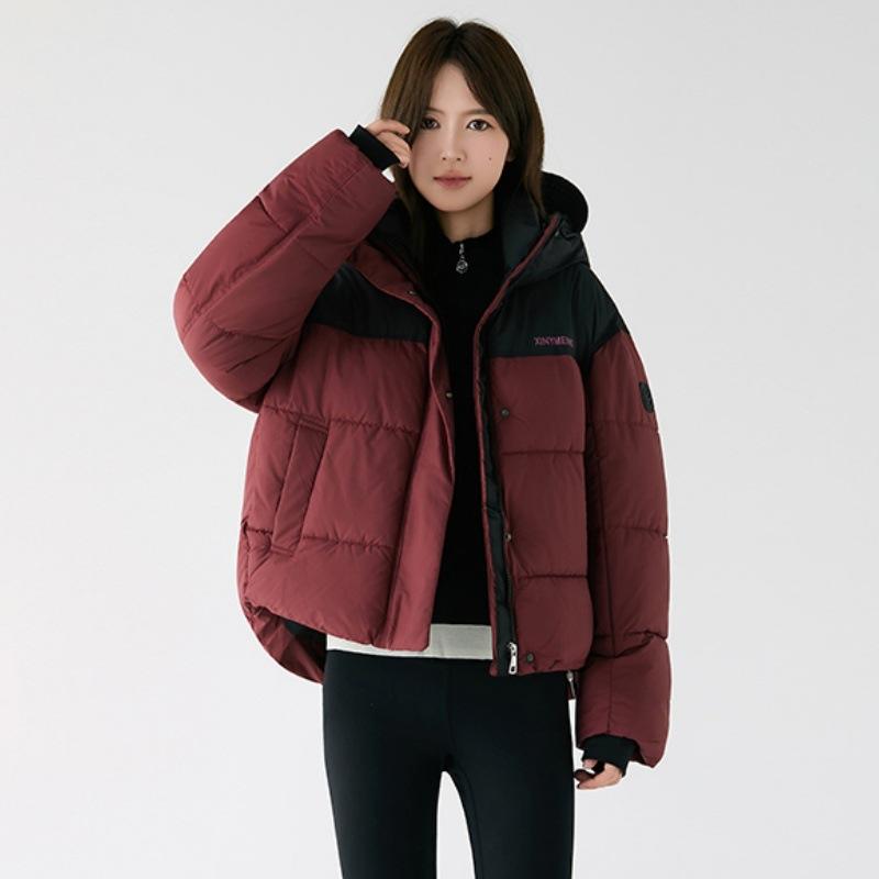 Winter New Short Hooded Cotton-padded Jacket Women's Sports Padded Couple Coat.