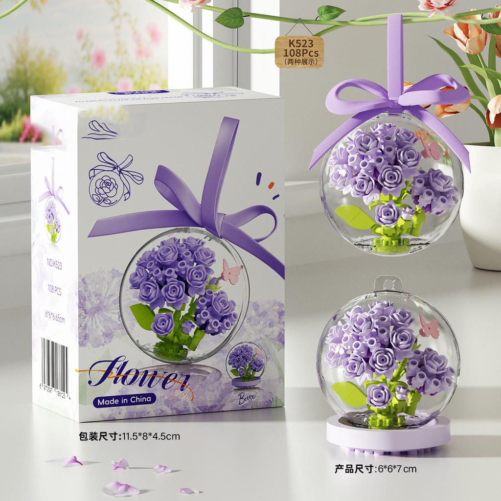 Romantic Rose Flower Moc Building Block Moc Bricks Sets for Adults Girl Micro Construction Set Flower Model Assembling Toy Gifts