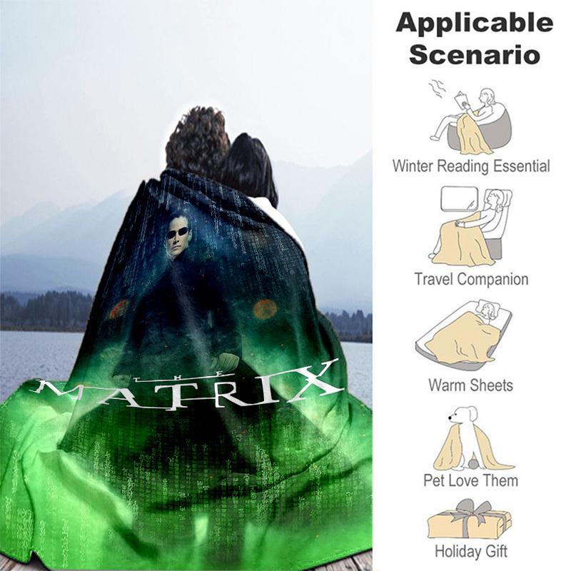1pc The Matrix Neo Green Code Cartoon Blanket,Portable Throw for Travel & Camping, All Season Cozy Blanket,Ideal Gift