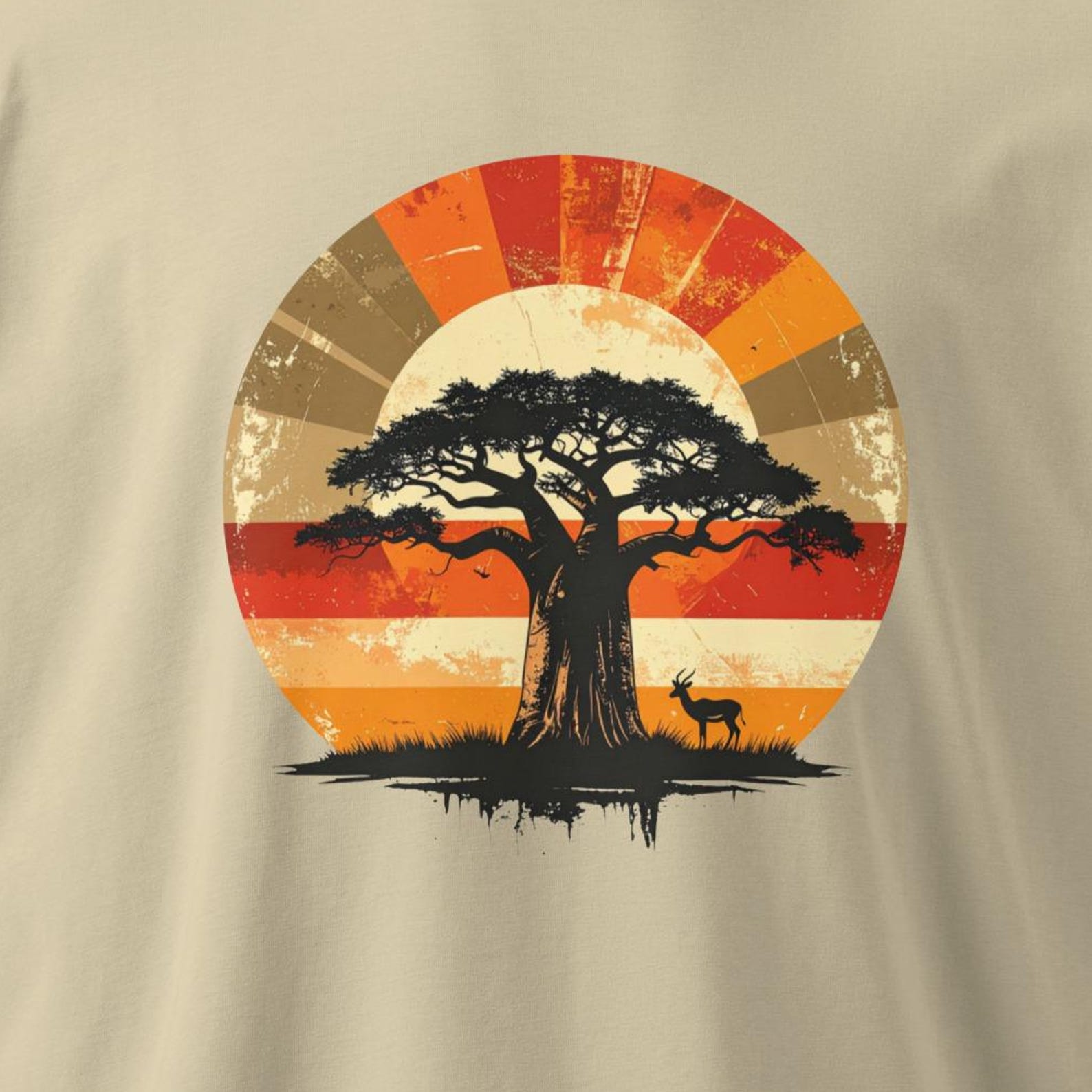 African Sunset T-Shirt – Retro Nature Landscape Tee 3XL