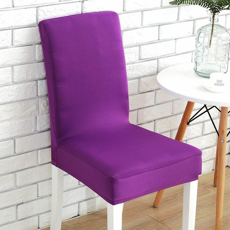Spandex Pure Color Elastic Chair Cover Stretchable Dining Hall Chair Seat Case Dust Cover for Hotel Restaurant Home Dinner Chair