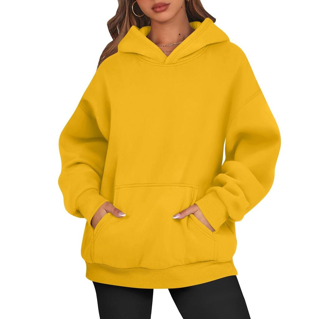 Damen Oversized Sweatshirts Fleece Hoodies Langarmshirts Pullover Herbstkleidung Mit Tasche