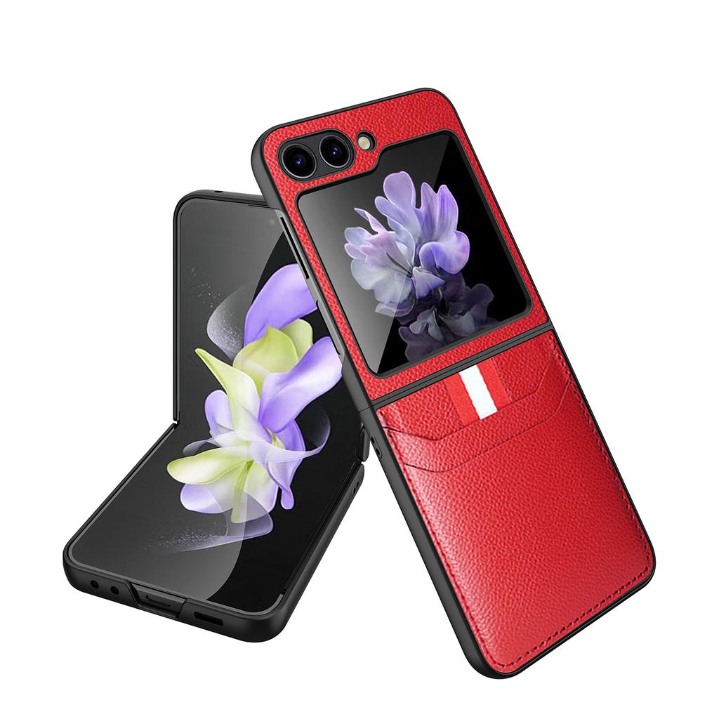 Anti-Rutsch-Leder-Coque-Hülle für Samsung Galaxy Z Flip 6 5 4 3 Drop-Schutz-Klapptasche Handy-Fabrik-Entsperrung