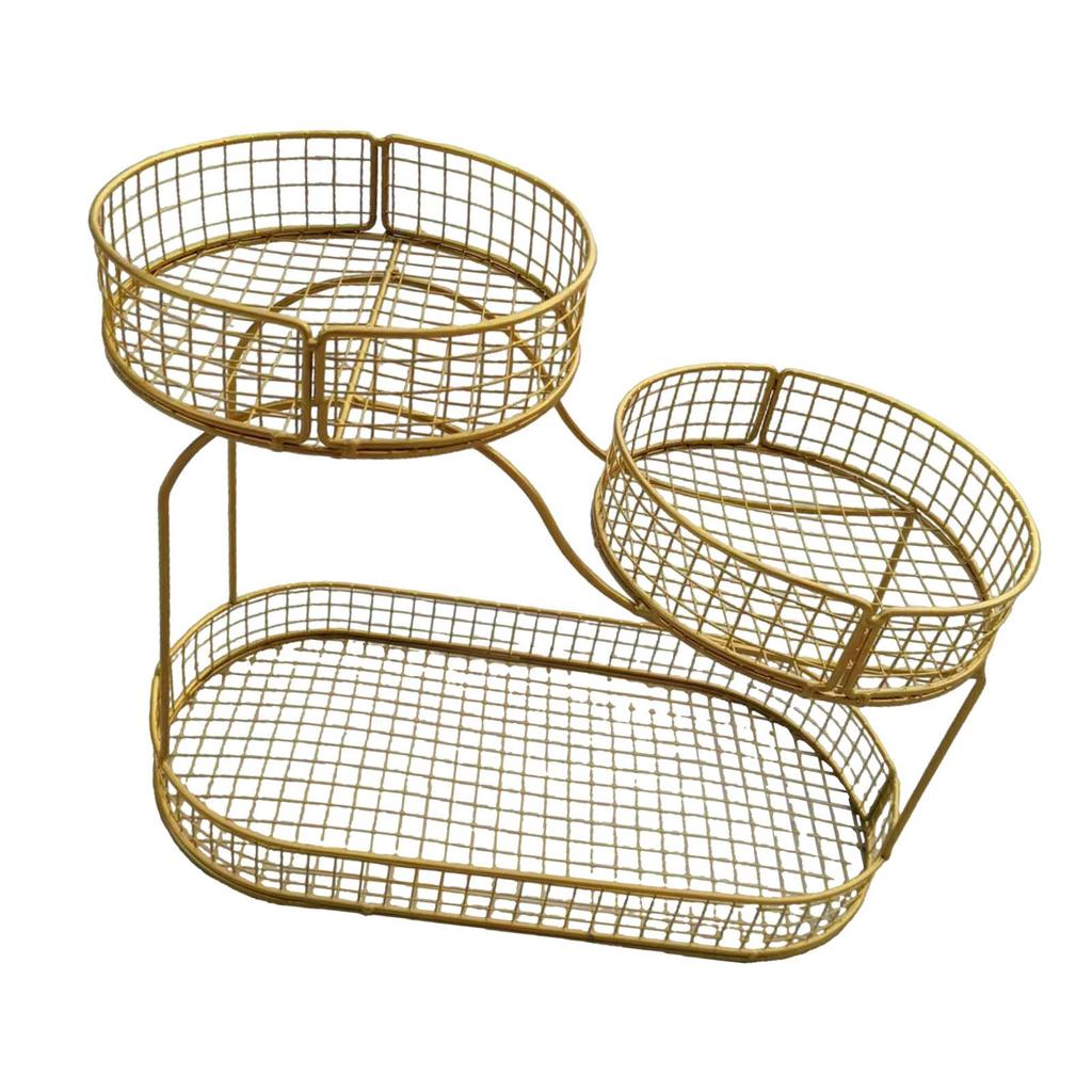 3 Tier Fruit Basket Metal Storage Stand Vegetable Holder Countertop Organizer Basket for Kitchen Dining Room