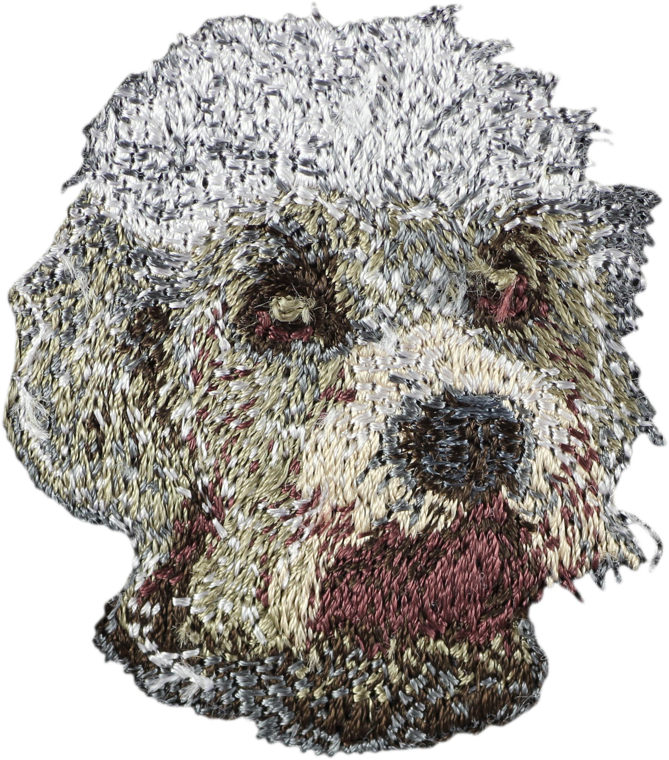 

Dandie Dinmont Terrier, Hindlee Terrier - dog-shaped patch, embroidered patch, unique decoration for Art-Dog backpack різнокольорові кольору