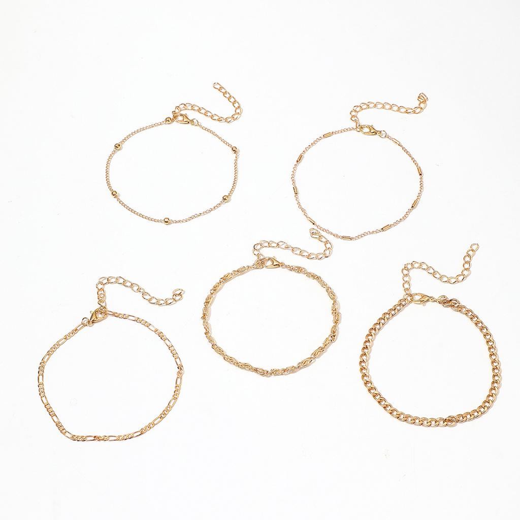 Tornozeleira de corrente empilhada de praia boêmia 5 em 1 para senhoras