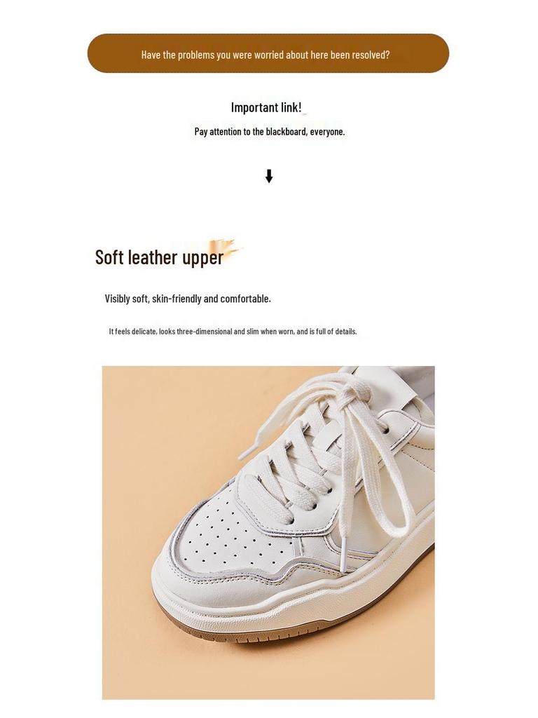 2025 Autumn Women's White Cowhide Leather Platform Sneakers - Height-Boosting German-Style Casual Shoes
