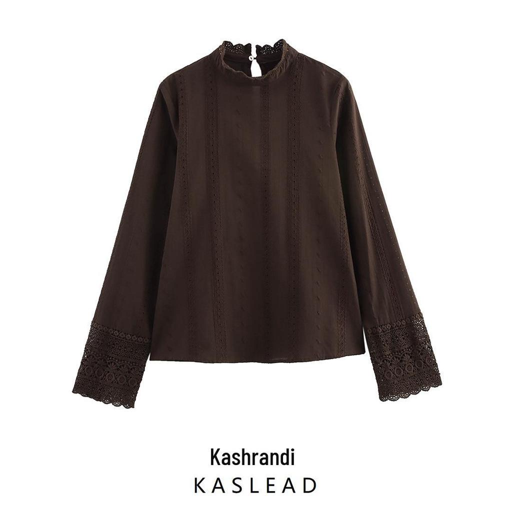 Spring 2025 Women's European & American Style Embroidered Hollow Shirt