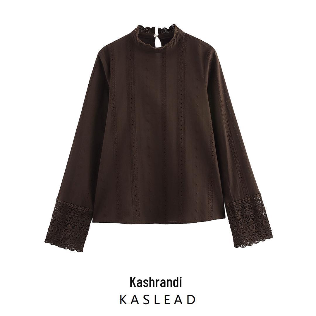 

Spring 2025 Women s European & American Style Embroidered Hollow Shirt L