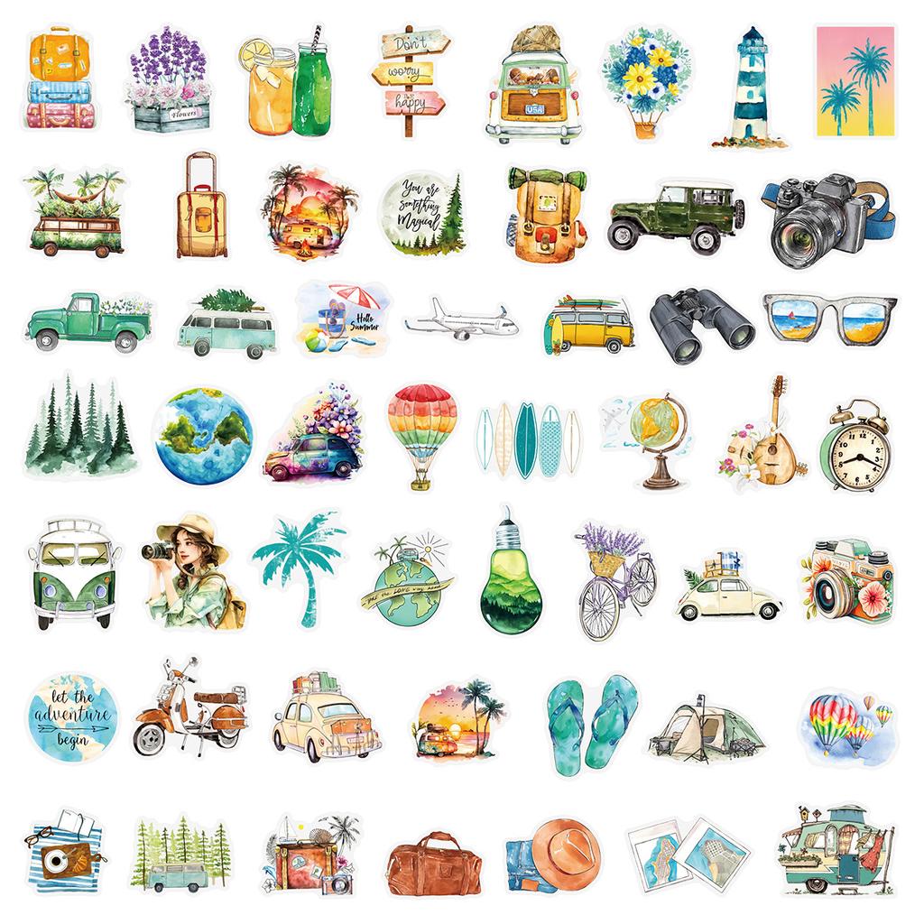 50PCS Outdoor Travel Scenery Sticker Graffiti Cell Phone Helmet Water Cup Car DIY Waterproof PVC Handbook Play Reward Stickers