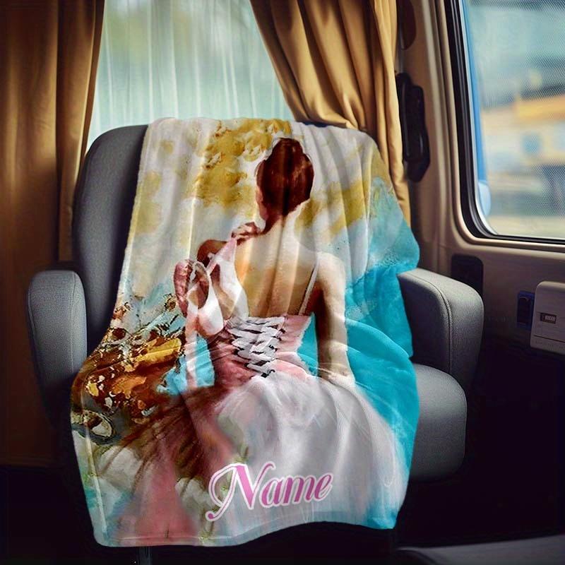 Ballet Girl'S Dancing Shoes Rv Customize Your Name Blanket Is Suitable For Rv Camping Traveling Rv Home Soft And Warm Rv Interior Blanket Suitable For