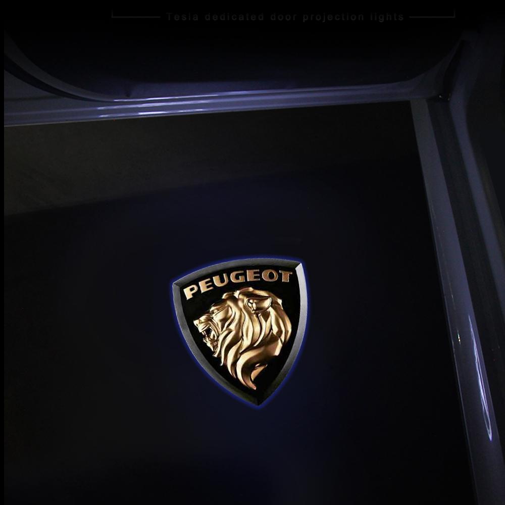 

2026 Hot Car Sticker 2Pcs LED Car Door Welcome Light Wireless Projector Lamp Car Decoration Accessories For Peugeot 407 508 201 2pcs