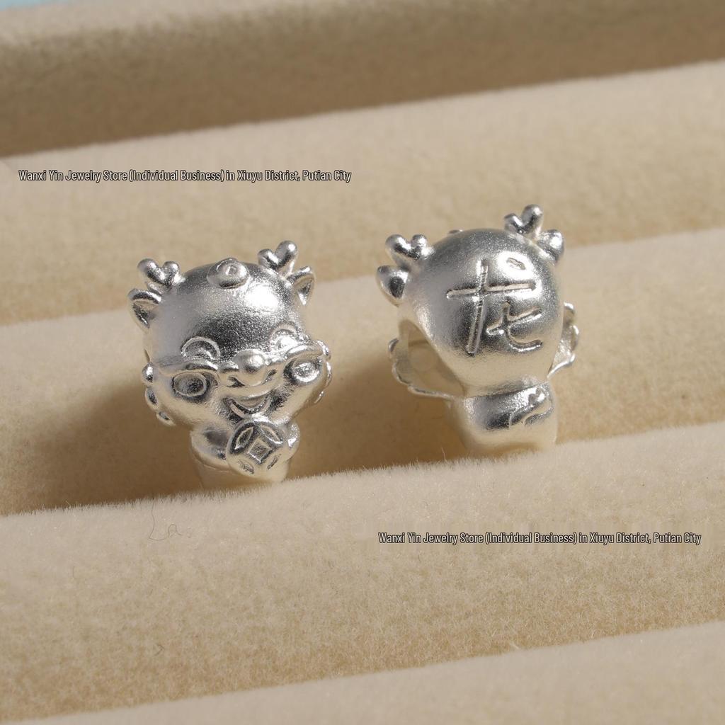 Sterling Silver 3D Zodiac Animal Charms - Cartoon Lu Lu Tong Spacer Beads for DIY Accessories