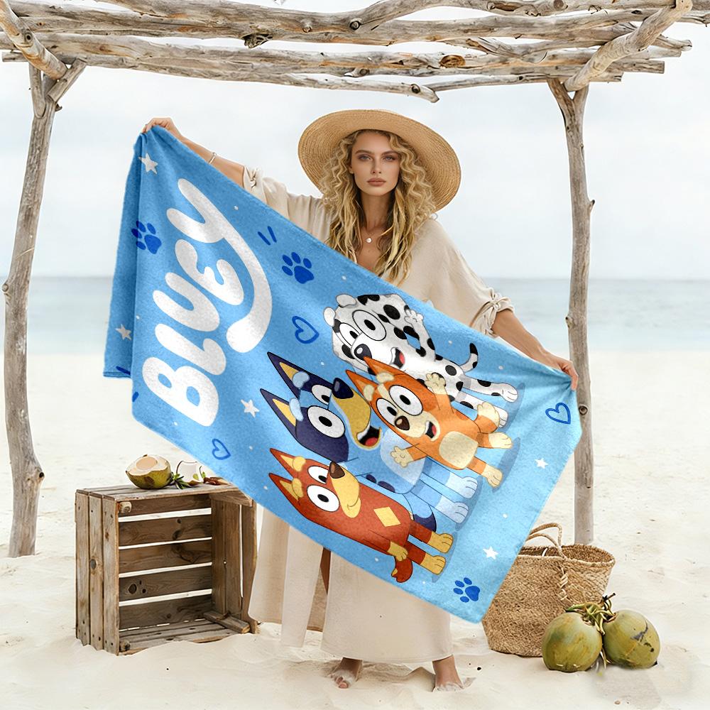 Bluey Friends Adventure Beach Towel High Absorbency & Quick-Dry Comfortable Lightweight