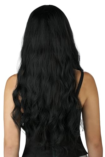 California Costumes Traditional Gothic Wavy Costume Wig with Bangs, Black, One Size for Adults, 7025-159