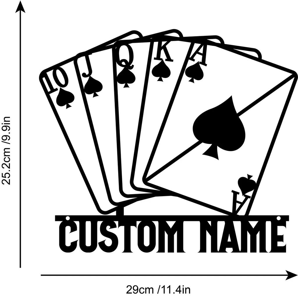 Metal Poker Card Wall Art, Personalized Game Room Decor, Custom Playing Card Sign, Gamer Gift Metal Wall Sign