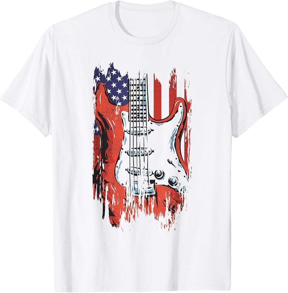 American Flag Guitar 4th of July Guitarist USA Country Music TShirt Unisex T-Shirt